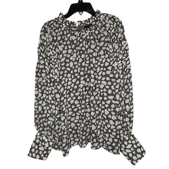 Ann Taylor Girly Romantic High Ruffle Neck Long Sleeve Flowy Blouse Size Medium - Picture 1 of 13